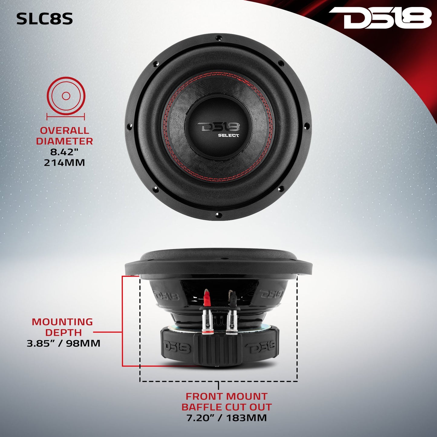 SELECT 8" Subwoofer 200 Watts Rms SVC 4-Ohm.