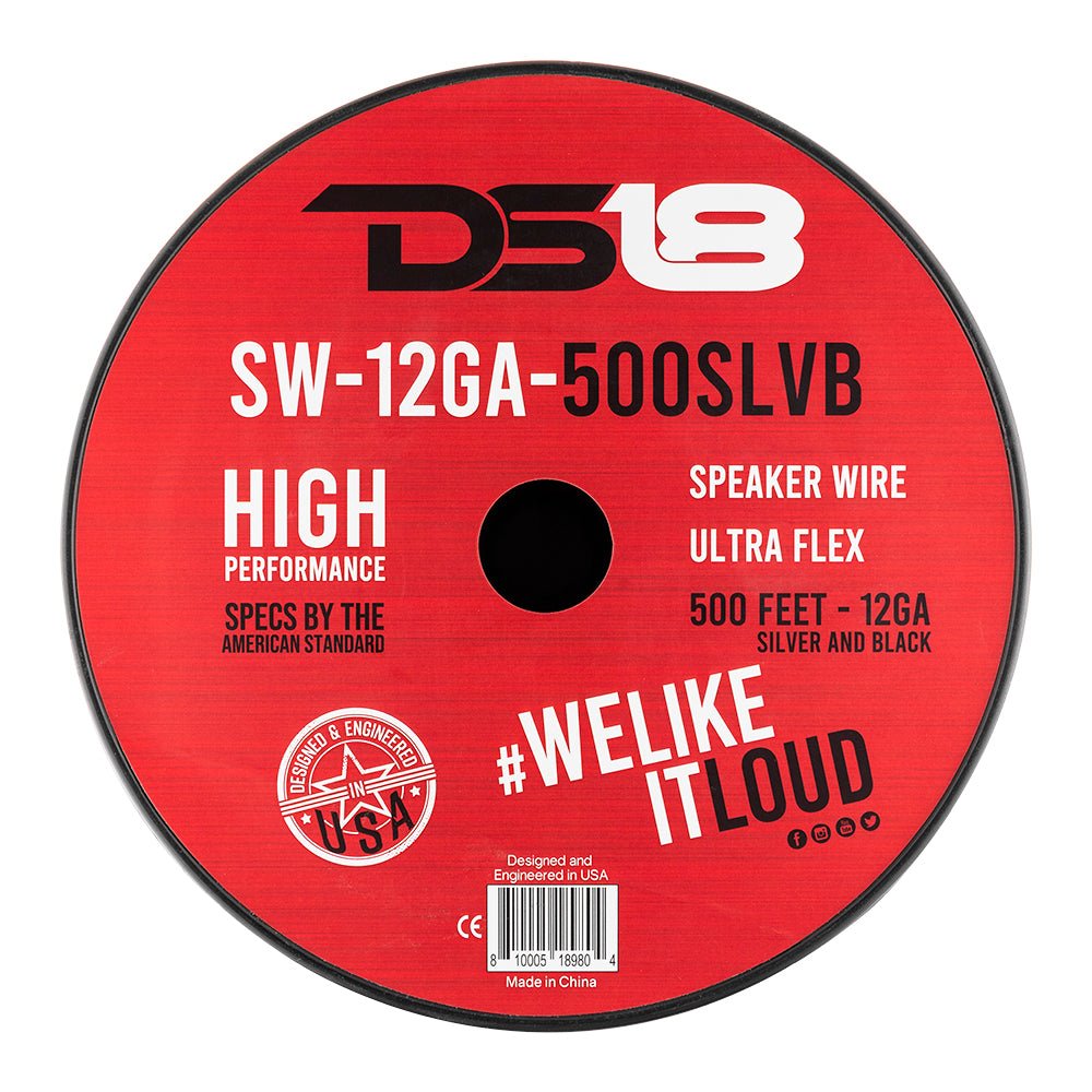 12-GA Speaker Wire 500 Feet -Silver and Black.