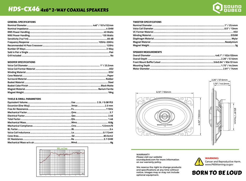 Soundqubed HDS Series 4x6" Coaxial 2-way Speakers - Sold by Audio Sellerz