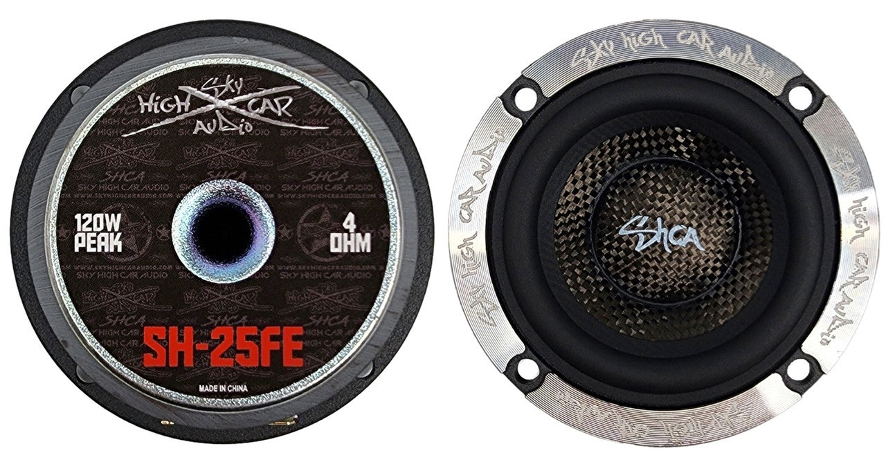 Sky High Car Audio SH-25FE 2.5" Loudspeaker with Carbon Fiber Cone (Pair