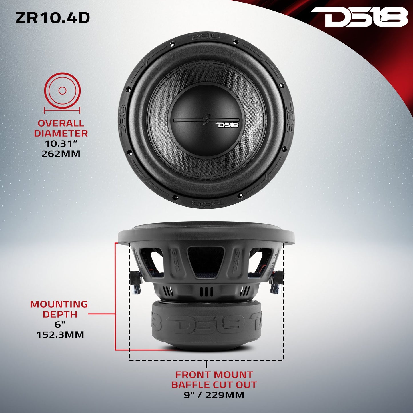 ZR 10" Subwoofer 700 Watts Rms DVC 4-Ohm.