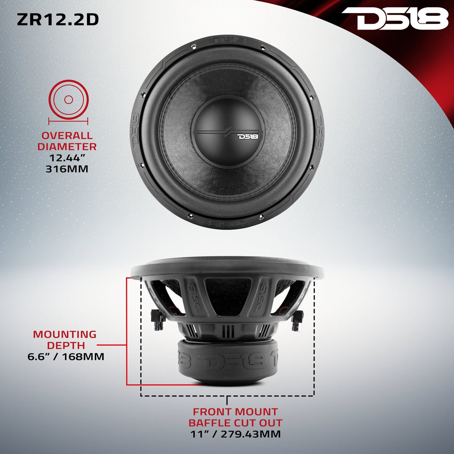 ZR 12" Subwoofer 750 Watts Rms DVC 2-Ohm.