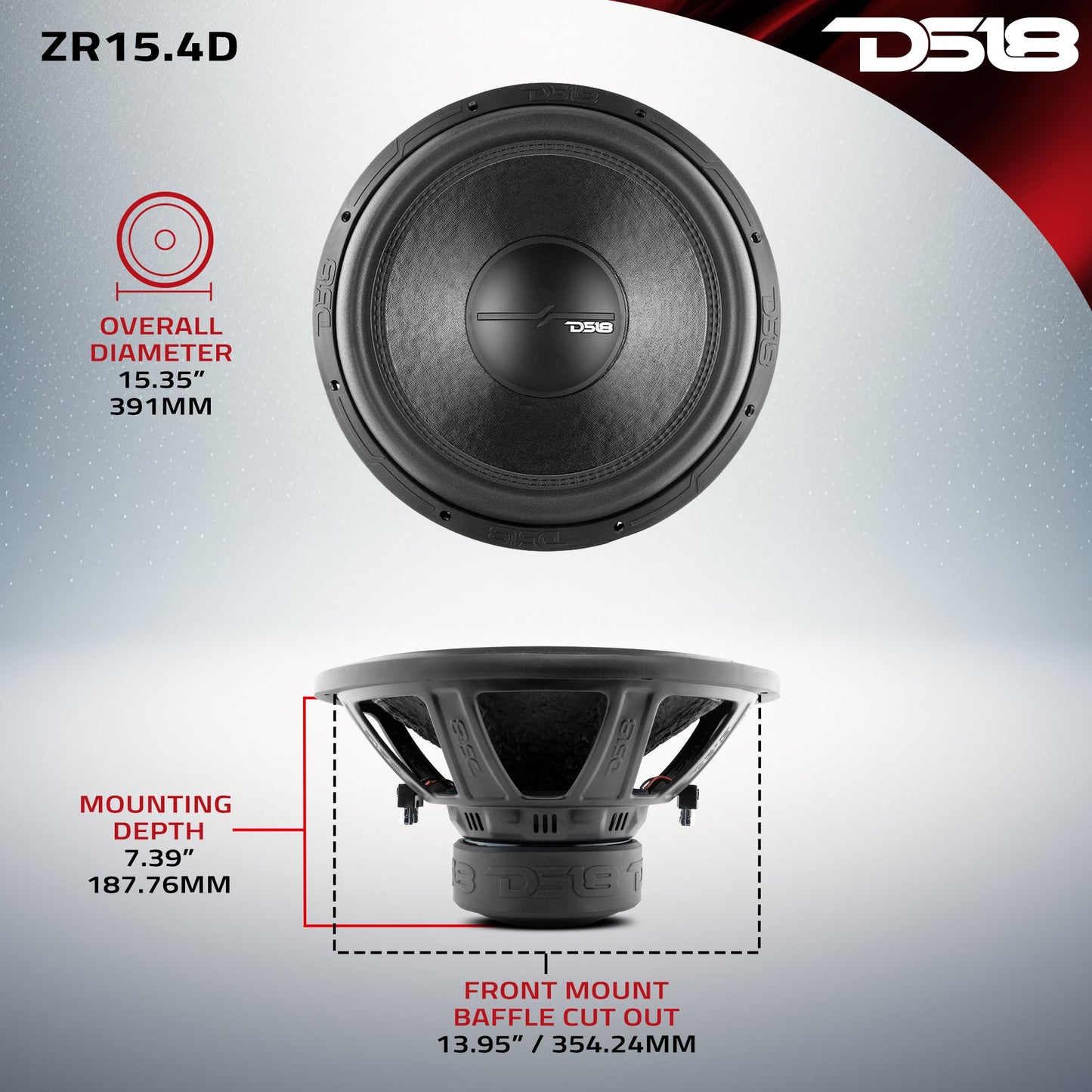 ZR 15" Subwoofer 750 Watts Rms DVC 4-Ohm.
