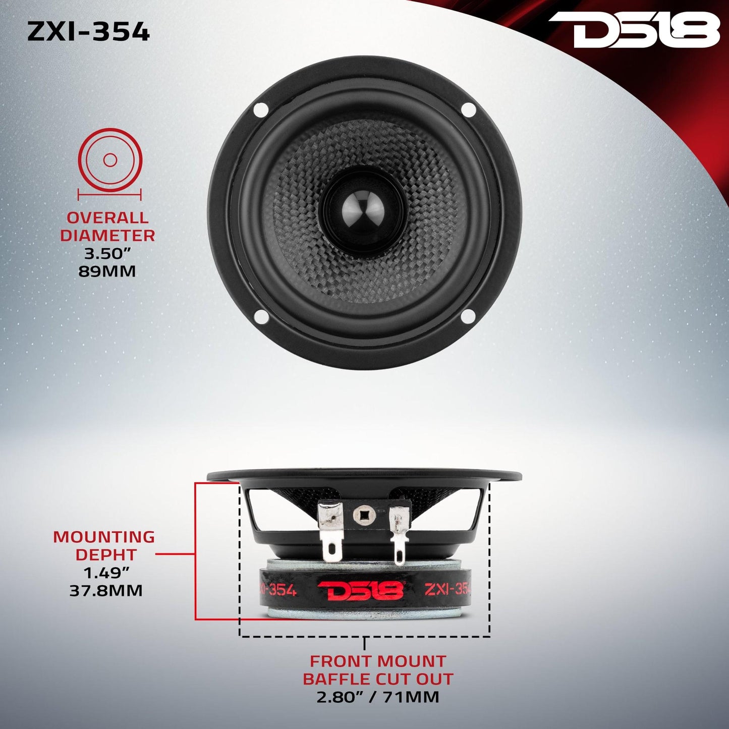 ZXI 3.5" Full-Range Speakers with Kevlar Cone | 40 Watts RMS 4-Ohm - 4 Ohm - ZXI-354 - product image 7 - AudioSellerz