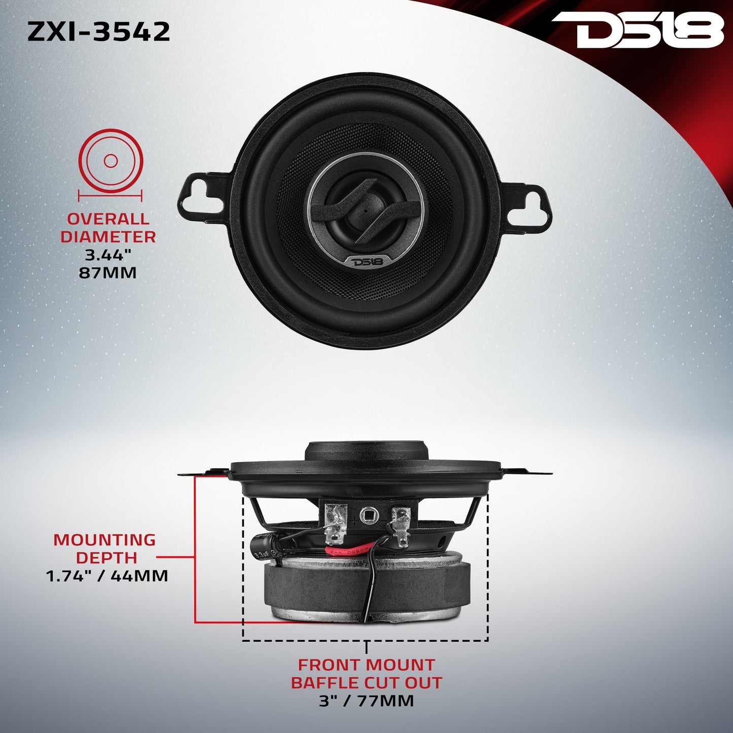 ZXI 3.5” 2-Way Coaxial Speaker | 40 Watts RMS 4-Ohm - 4 Ohm - ZXI-3542 - product image 7 - AudioSellerz