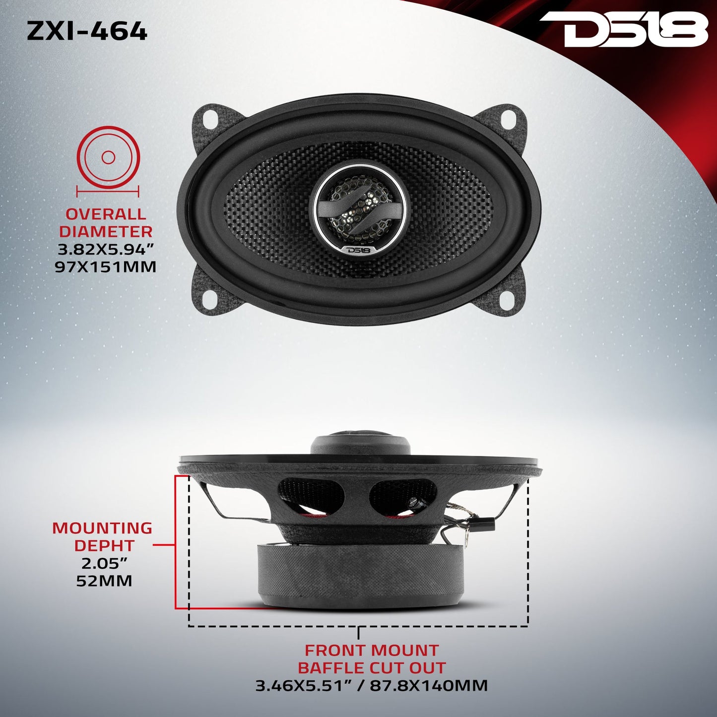 ZXI 4x6" 2-Way Coaxial Speakers with Kevlar Cone | 60 Watts RMS 4-Ohm.