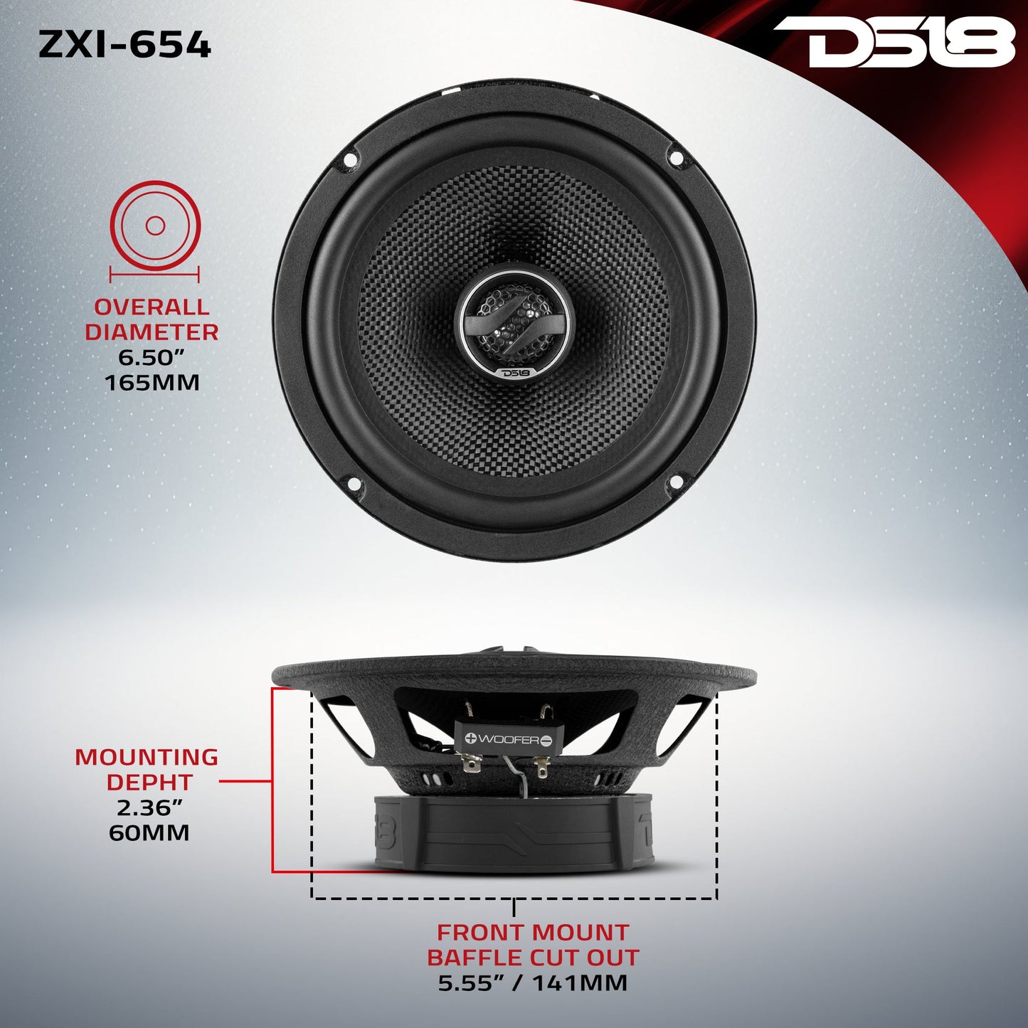 ZXI 6.5" 2-Way Coaxial Speakers with Kevlar Cone | 80W RMS 4-Ohm.