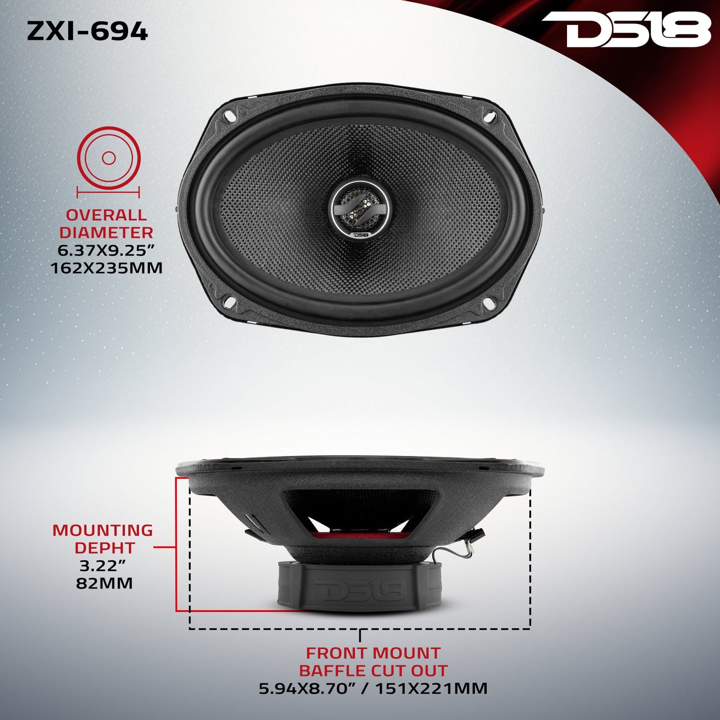 ZXi 6x9" 2-Way Coaxial Speakers with Kevlar Cone | 120W RMS 4-Ohm.