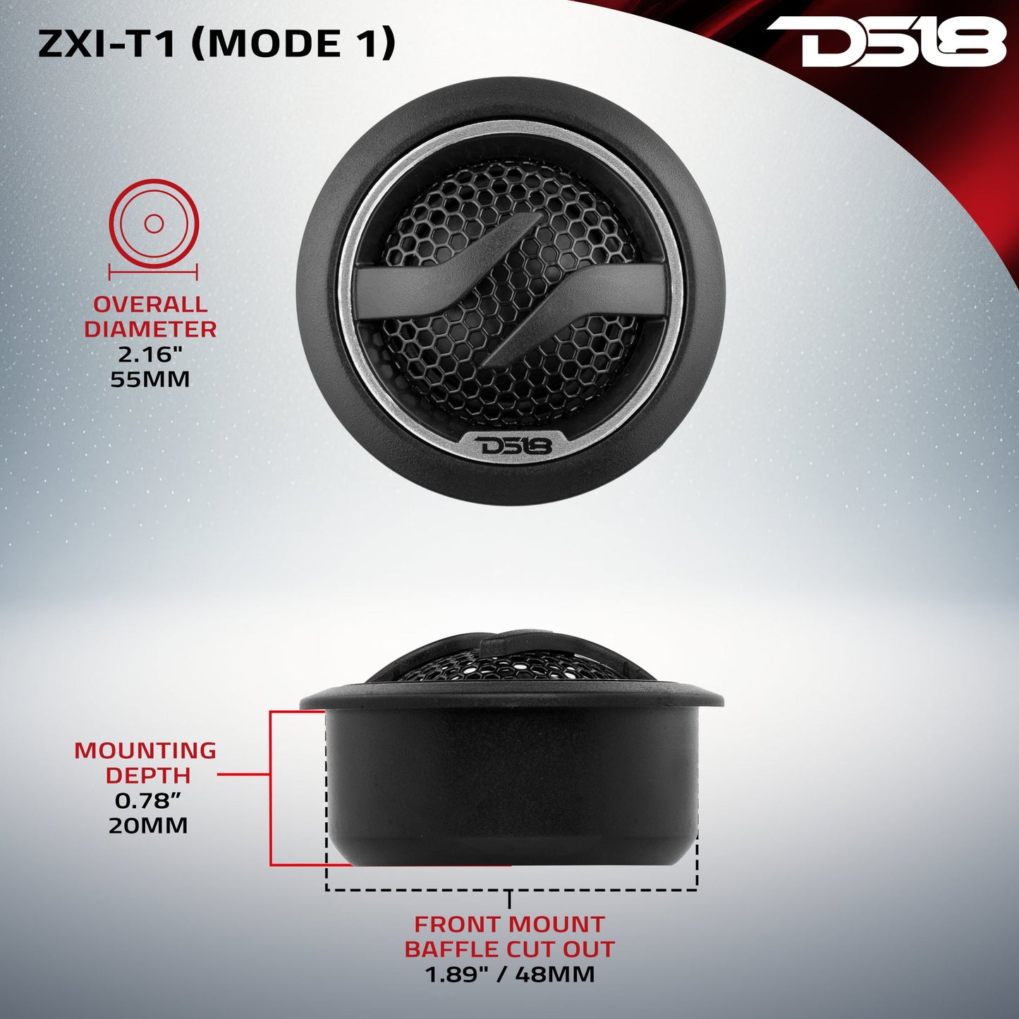 1.7" Dome Neodymium Tweeter 50 Watts 1" Pei 4-Ohm Vc.