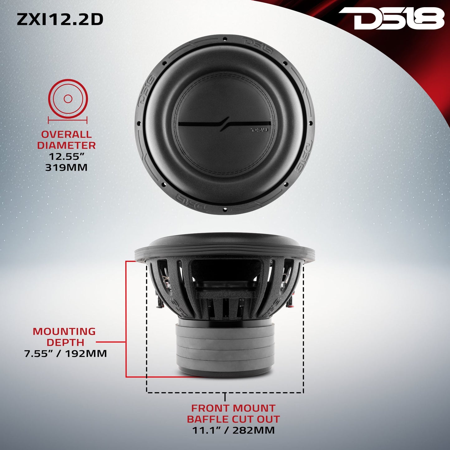 ZXI 12" High Excursion Subwoofer Quad Stacked Magnets | 1000W RMS DVC 2-Ohm.