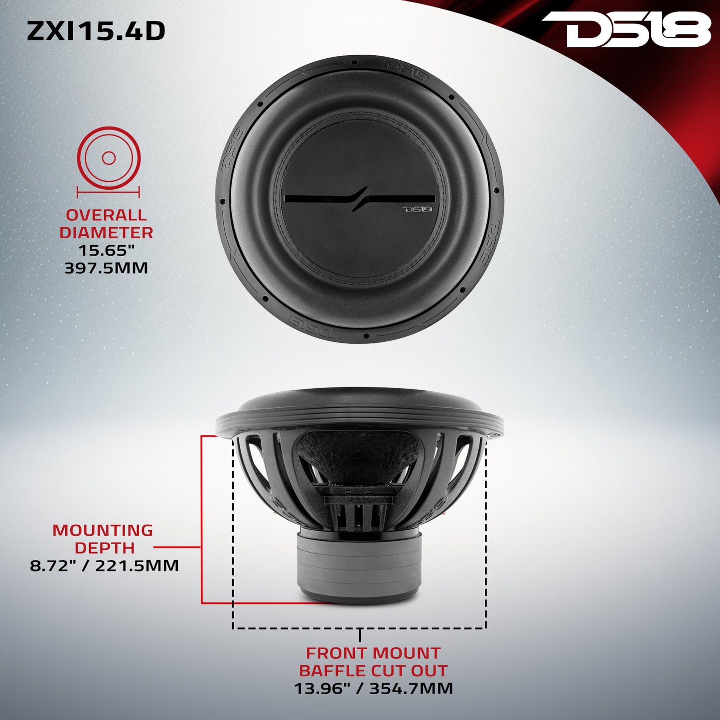 ZXI 15" High Excursion Subwoofer Quad Stacked Magnets | 1000W RMS DVC 4-Ohm.