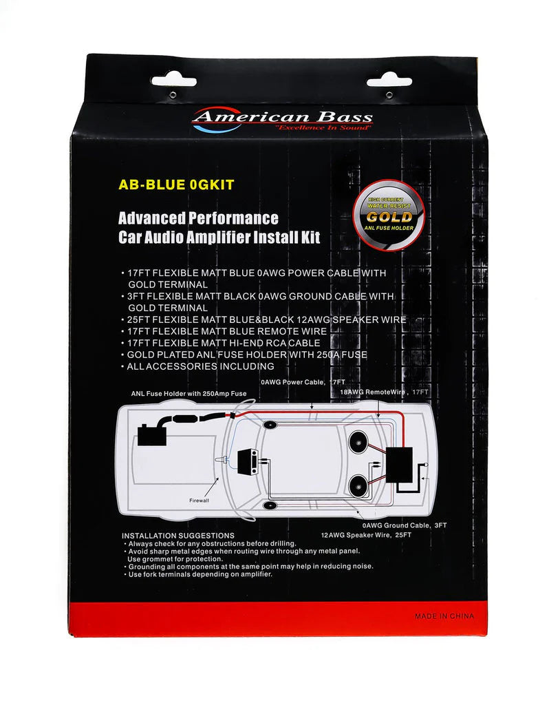 American Bass 0 Gauge Amp Kit (CCA) - Audio Sellerz