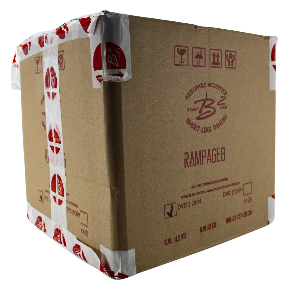 B2 Audio RAMPAGE Series 8" Dual 1-Ohm 2" Voice Coil 1000 Watt RMS Subwoofer.