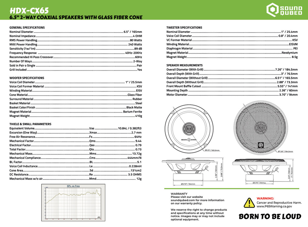 Soundqubed HDX Series 6.5" Coaxial 2-way Speakers - Audio Sellerz