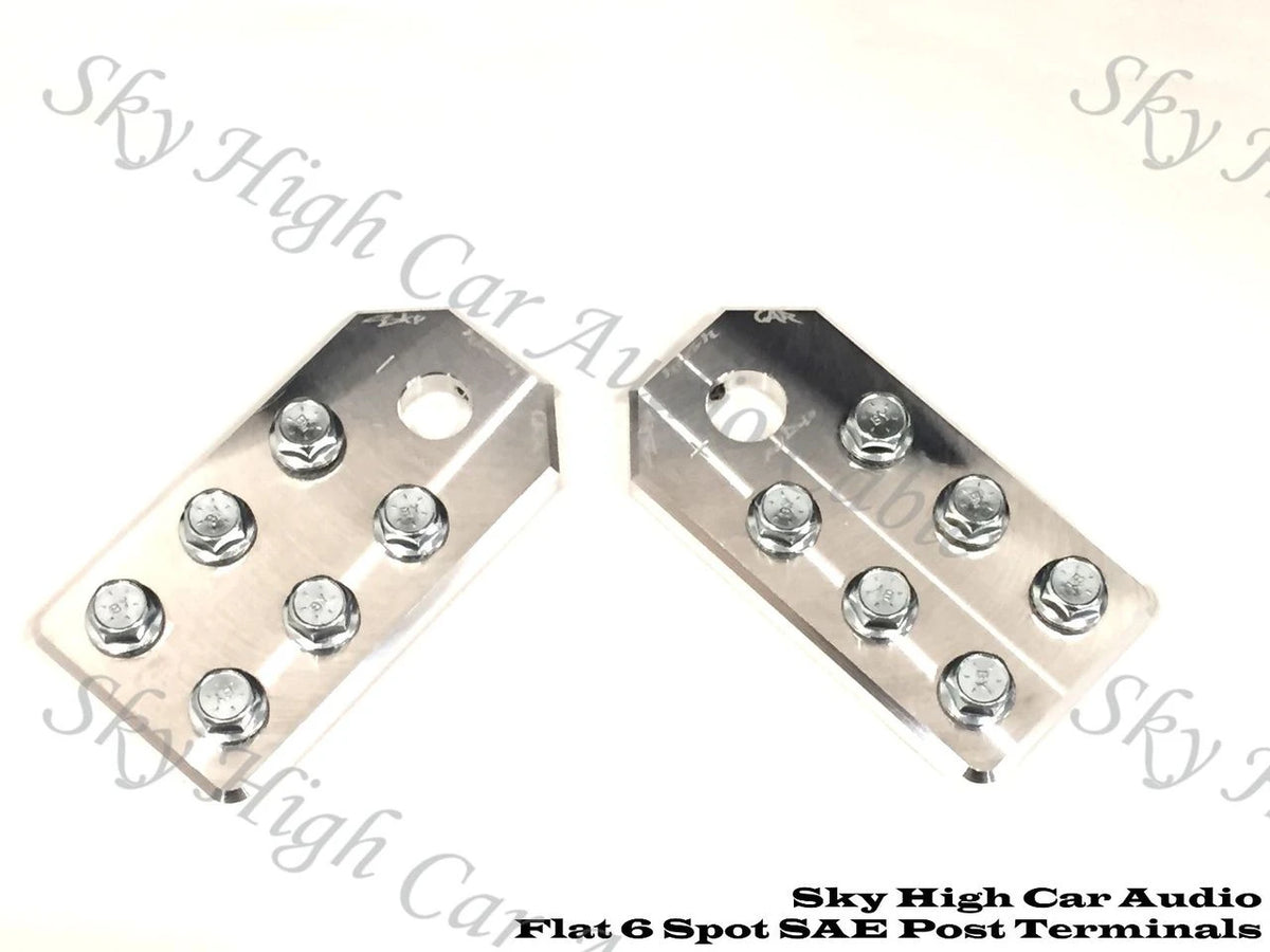 Sky High Car Audio SAE Flat 6 Spot Aluminum Battery Terminals – Pair.