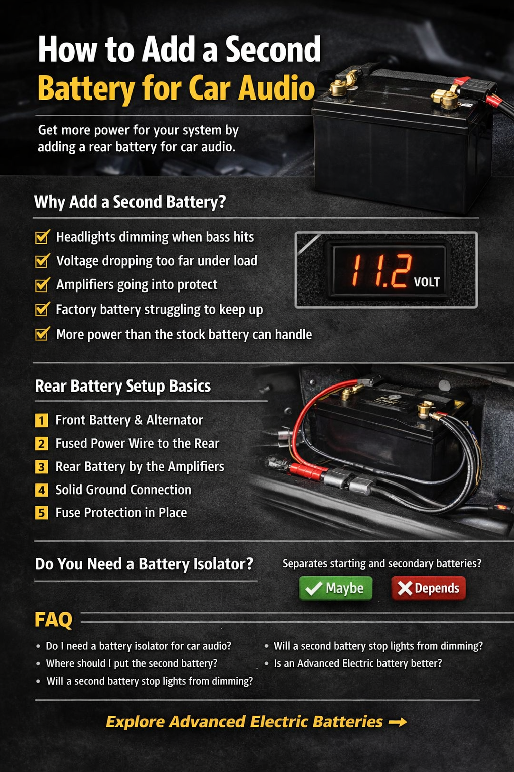 How to Add a Second Battery for Car Audio.