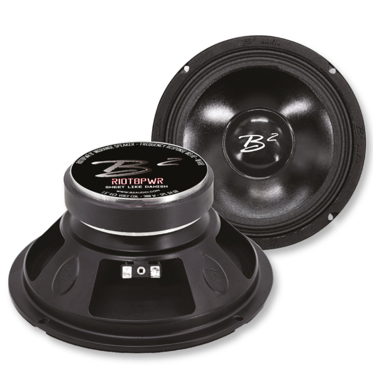 B2 Audio RIOT Series 8" 4-Ohm 150W RMS Mid-Range Speakers UV/Water Resistant Cone, Sold in Pairs RIOT8PWR.