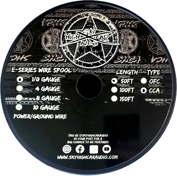 Sky High Car Audio E-Series CCA 1/0 Gauge Power/Ground Wire – 50ft Spool.