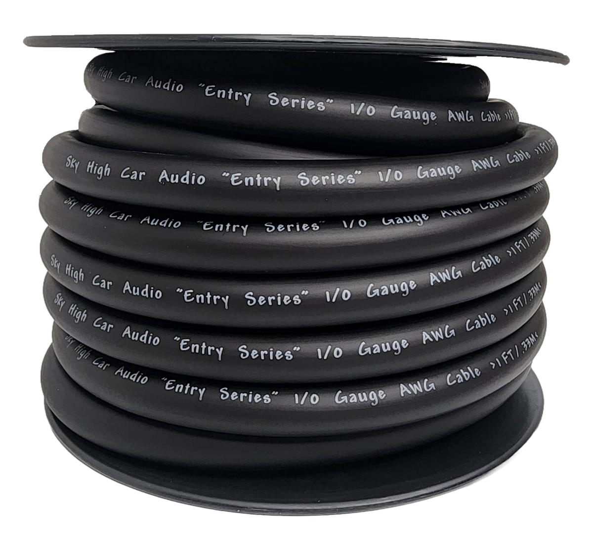 Sky High Car Audio E-Series CCA 1/0 Gauge Power/Ground Wire – 50ft Spool.