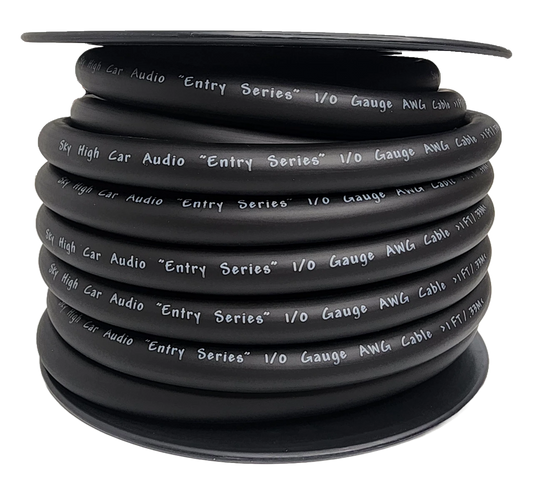 Sky High Car Audio E-Series CCA 1/0 Gauge Power/Ground Wire – 50ft Spool.
