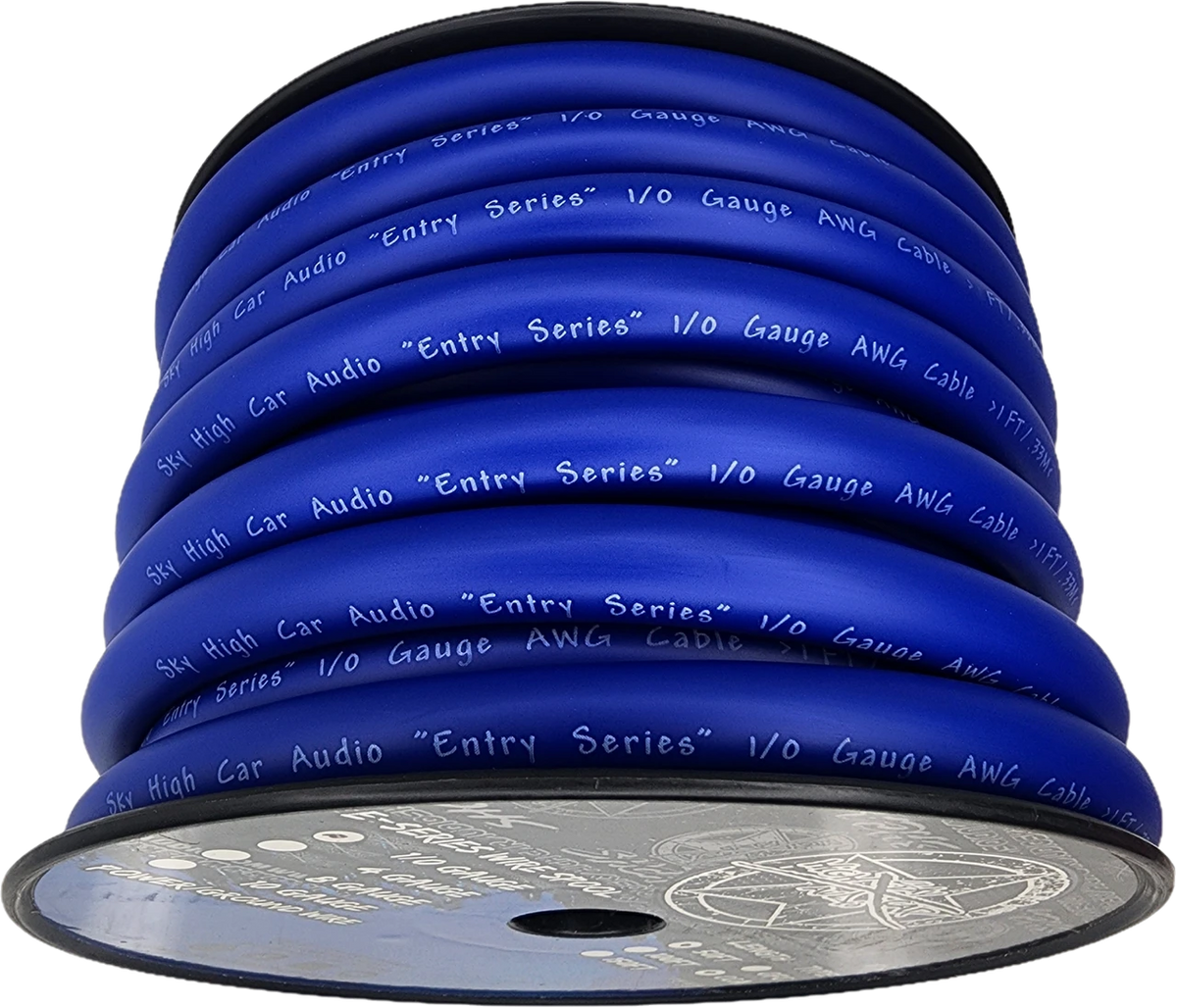 Sky High Car Audio E-Series CCA 1/0 Gauge Power/Ground Wire – 50ft Spool.
