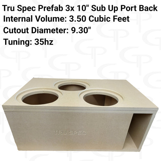 TRU SPEC Prefab Three 10" Sub Up Port Back Subwoofer Enclosure.