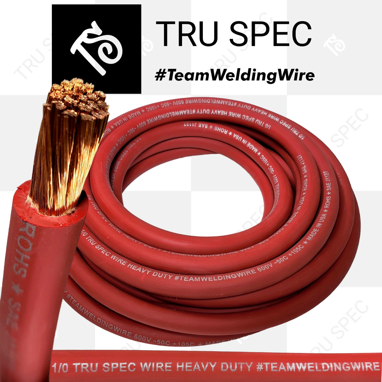 Bulk 1/0 AWG OFC Tru Spec #TeamWeldingWire Copper Wire Red.