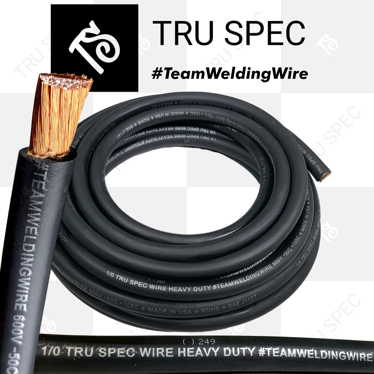 By The Foot 1/0 AWG OFC Black Tru Spec #TeamWeldingWire Copper Wire.