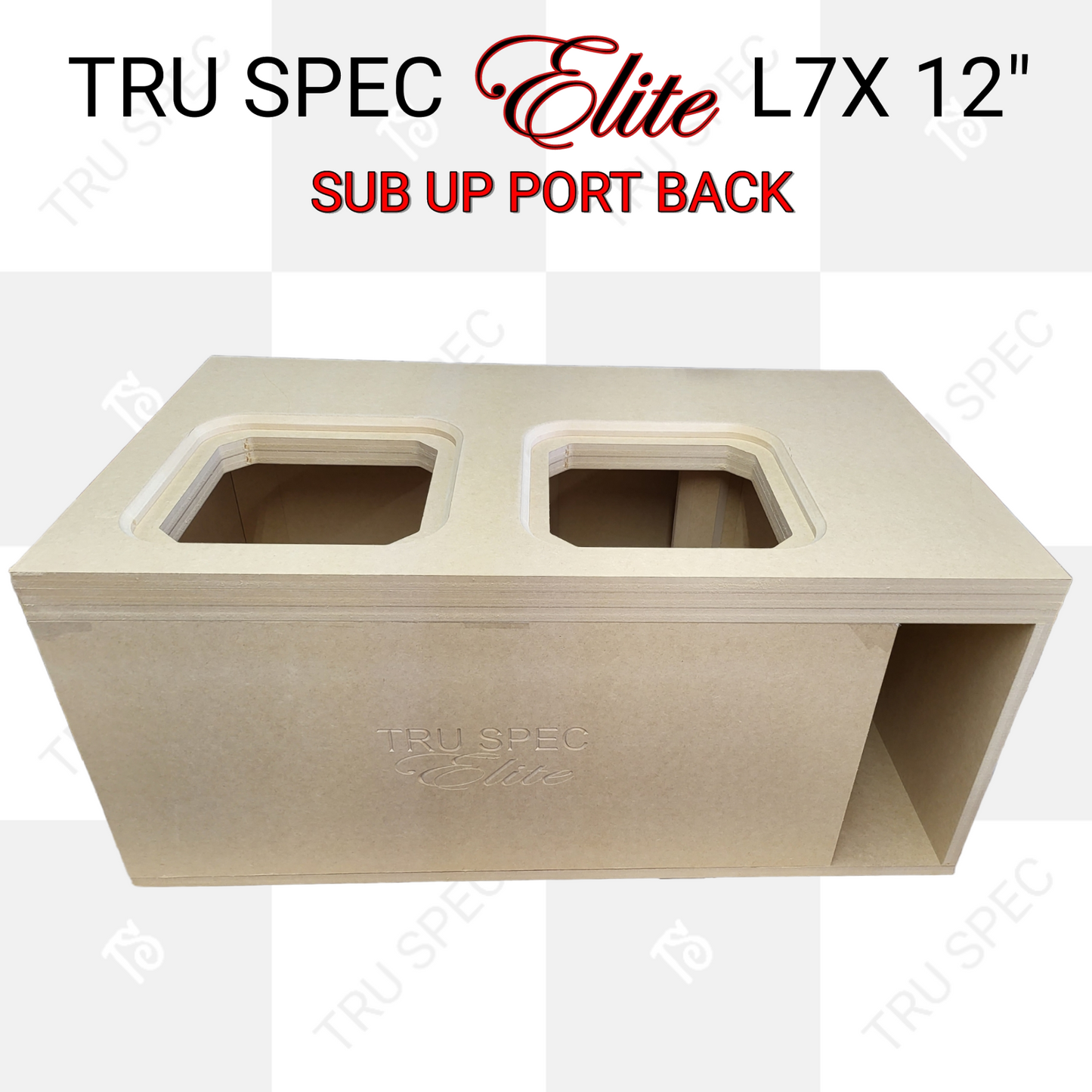 TRU SPEC Elite Prefab Dual Kicker Solo X 12" L7X Sub Up Port Back Subwoofer Enclosure.