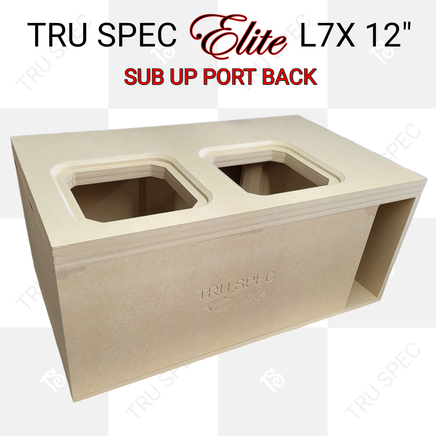 TRU SPEC Elite Prefab Dual Kicker Solo X 12" L7X Sub Up Port Back Subwoofer Enclosure.