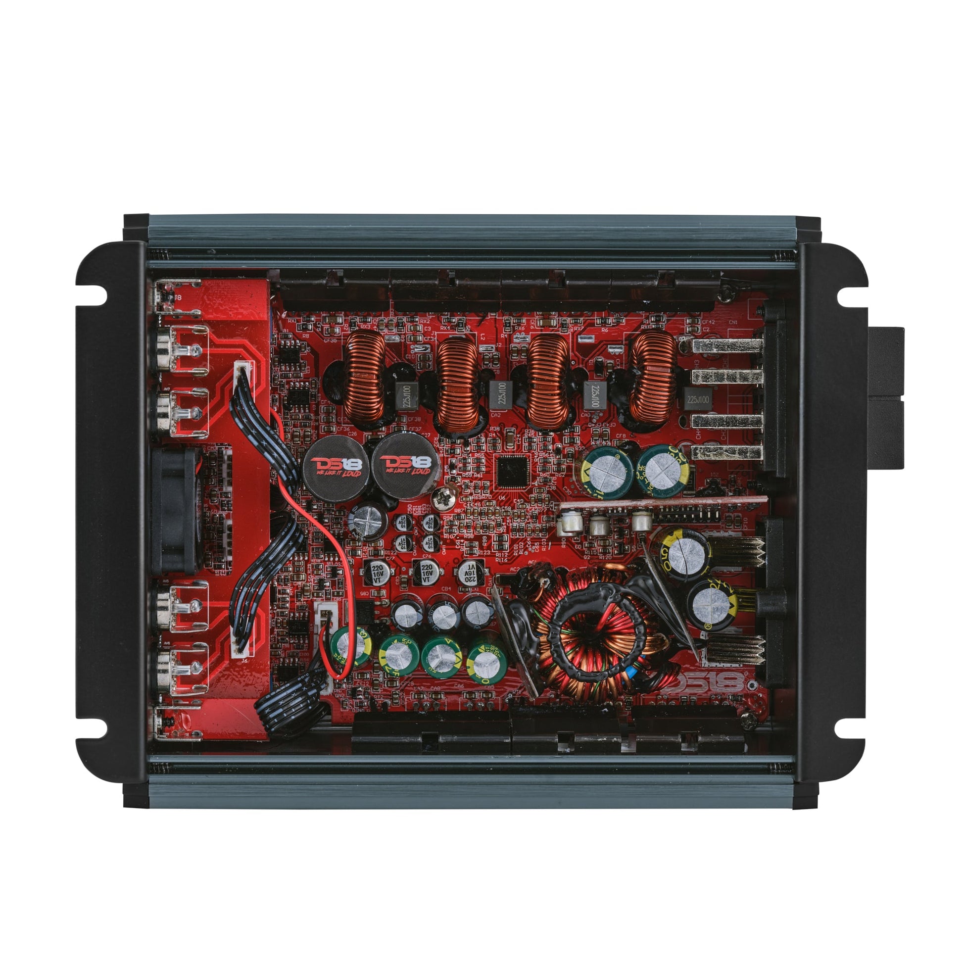 Loaded Voceteo Enclosure with Dual 10" Mids, Dual 3.78" Tweeters, Amplifier & Speakon Cable.