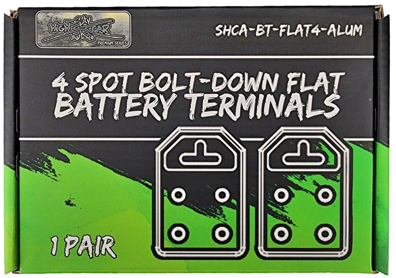 Sky High Car Audio Flat 4 Spot Aluminum Battery Terminals Pair - Audio Sellerz