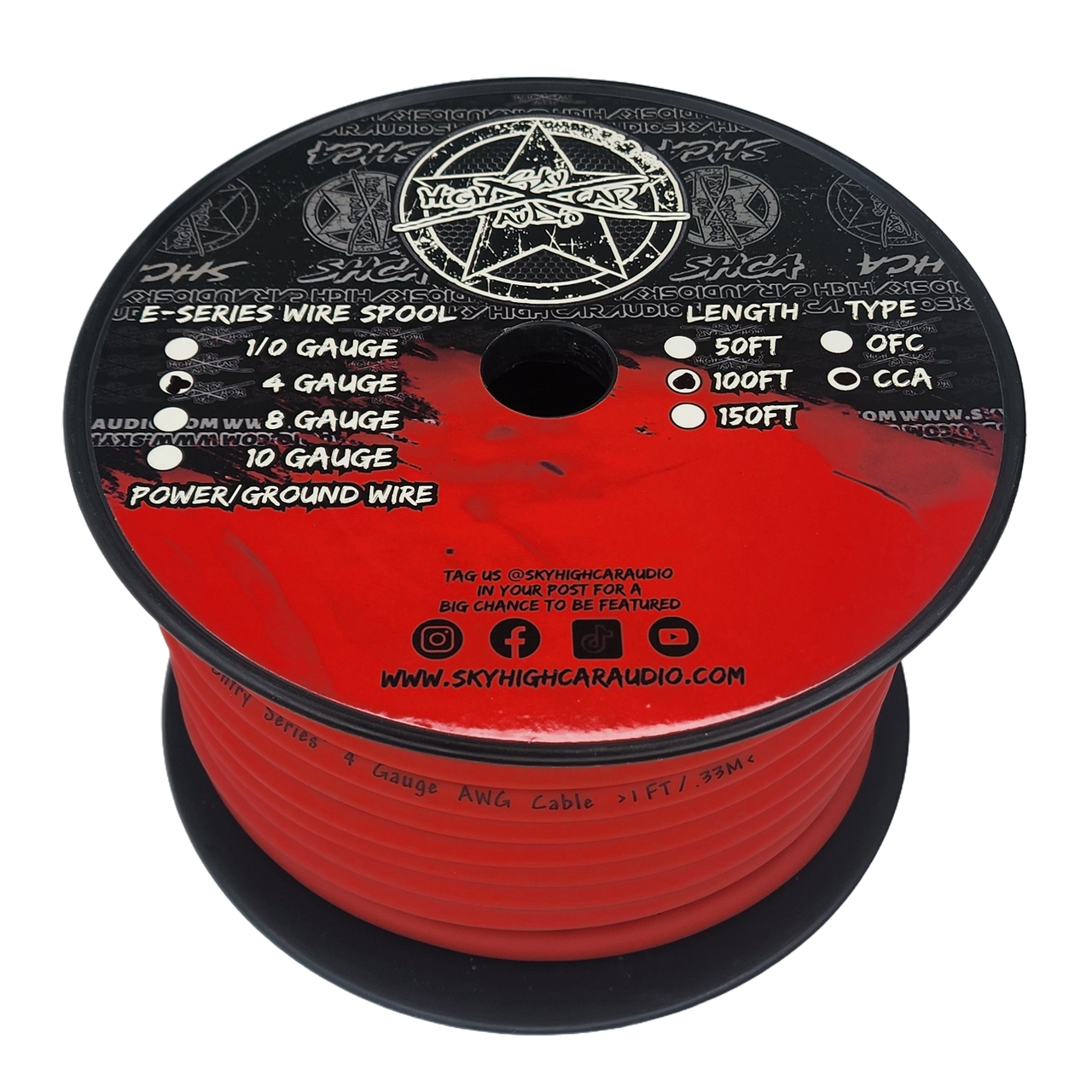 Sky High Car Audio E-Series CCA 4 Gauge - 100ft Spool