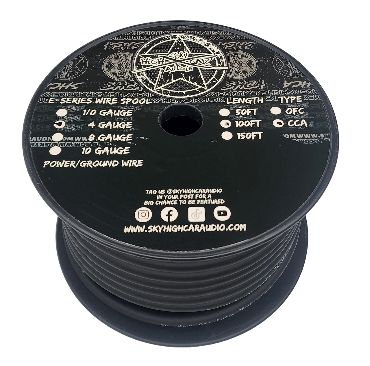 Sky High Car Audio E-Series CCA 4 Gauge - 100ft Spool
