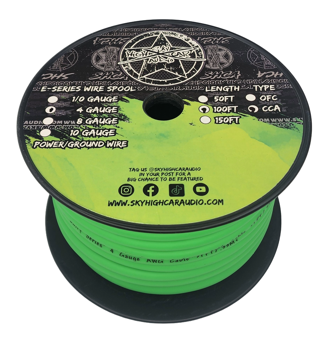 Sky High Car Audio E-Series CCA 4 Gauge - 100ft Spool