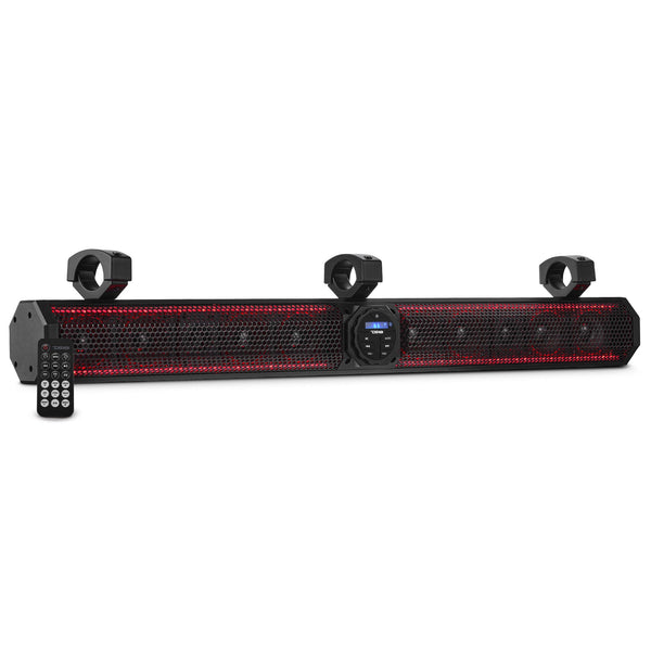 37" Marine Amplified Soundbar with Bluetooth USB & RGB Lighting 10 Speakers 1200 Watts.