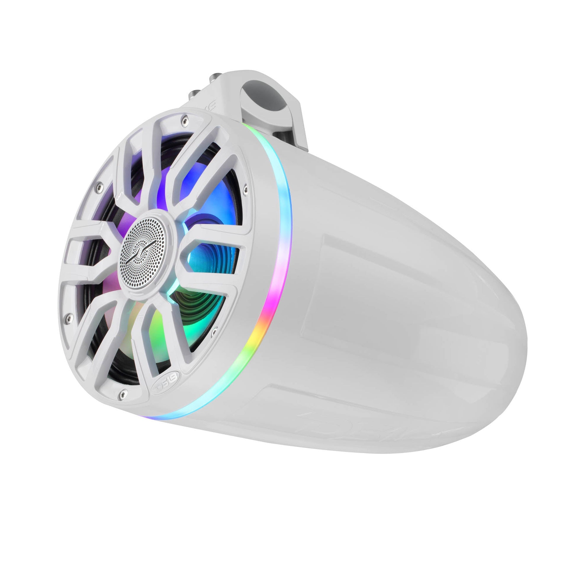8" NXL-iQ Marine Tower Speaker with Digital LED Lights, Neodymium Magnet, 1" Compression Driver, IP65 Rated, 350W RMS, 4-Ohm.