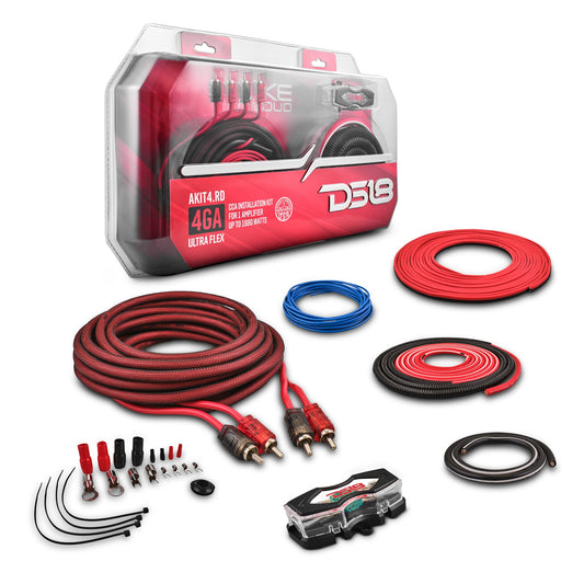 4-GA Amplifier Installation Wiring Kit - Red.