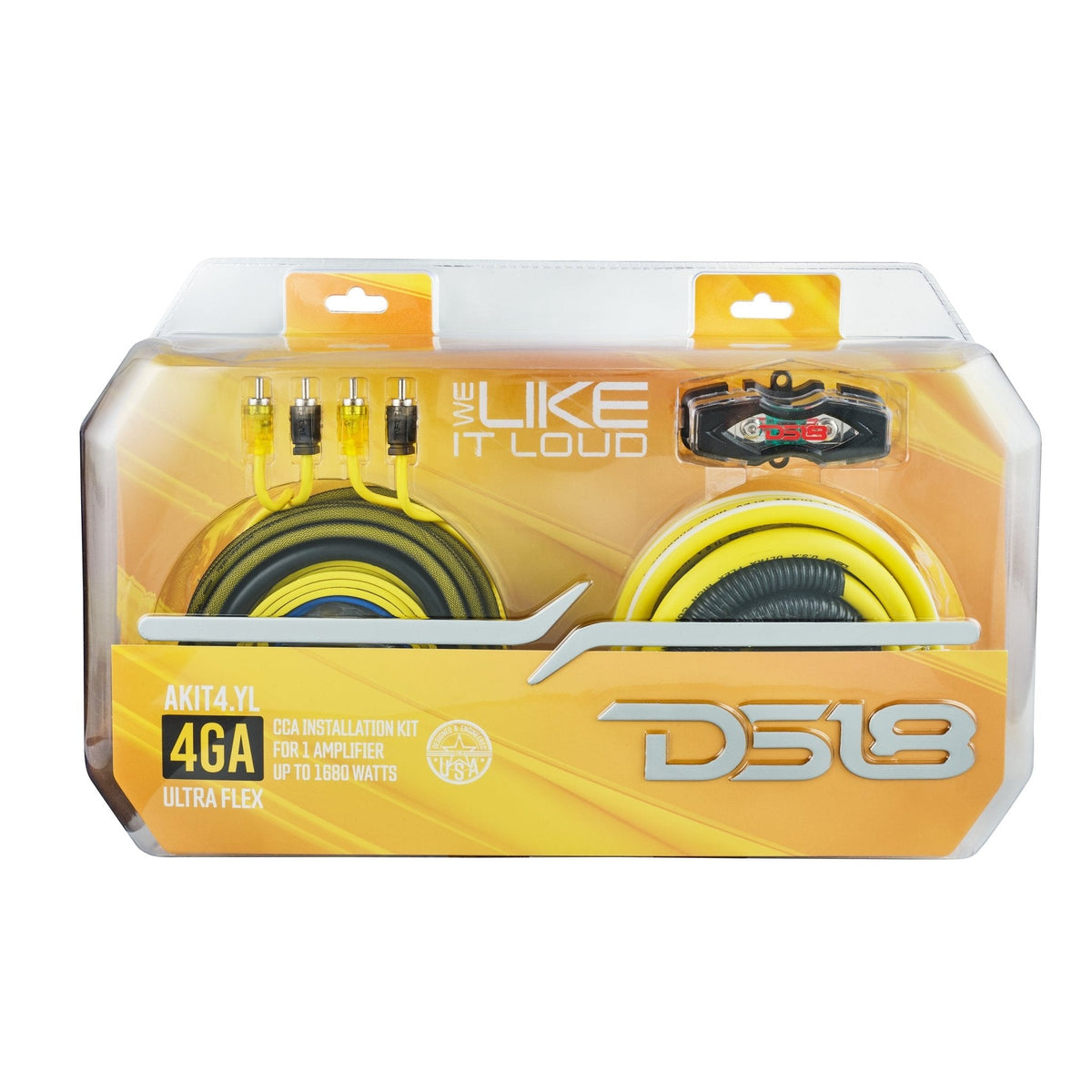 4-GA Amplifier Installation Wiring Kit - Yellow - Sold by Audio Sellerz