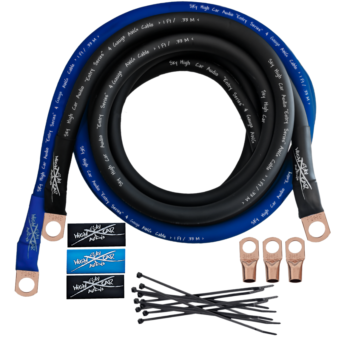 Sky High Car Audio E-Series 4 Gauge CCA Big 3 Upgrade Kit - Audio Sellerz