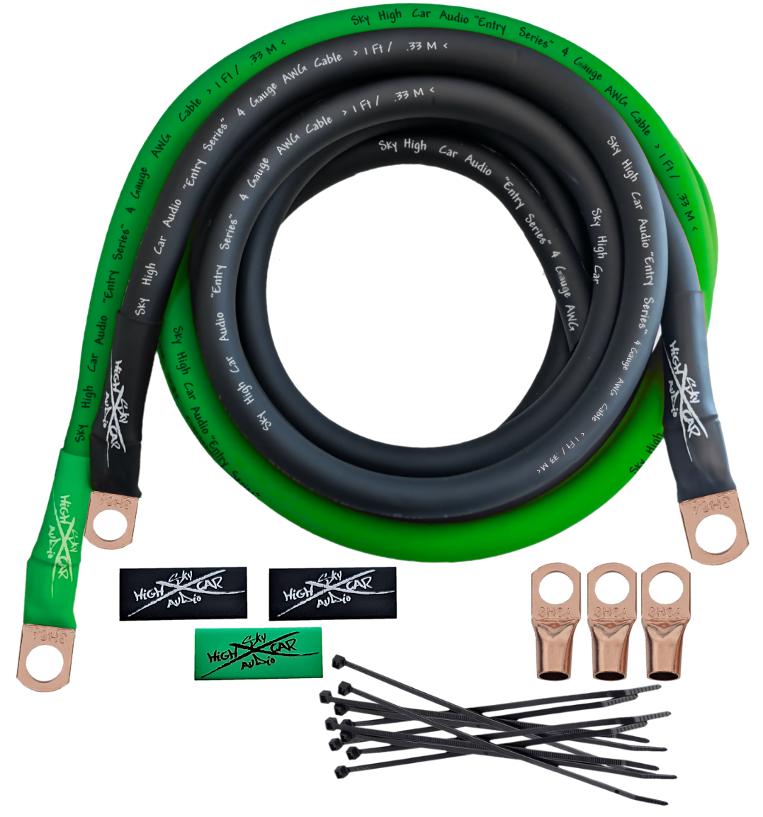 Sky High Car Audio E-Series 4 Gauge CCA Big 3 Upgrade Kit - Audio Sellerz