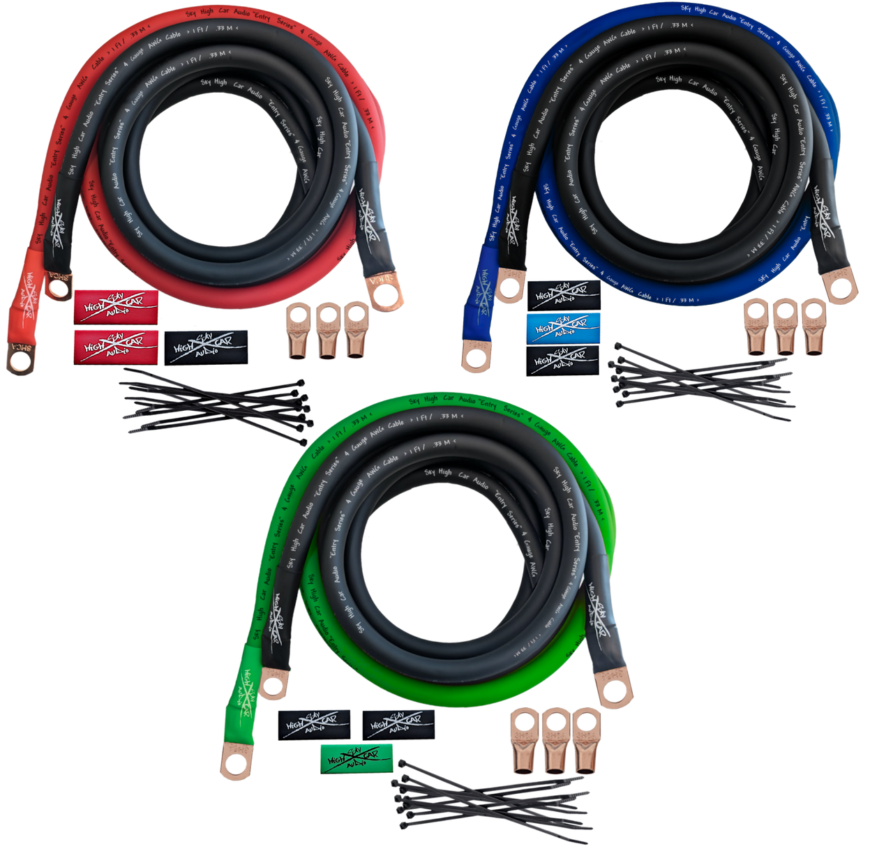 Sky High Car Audio E-Series 4 Gauge CCA Big 3 Upgrade Kit - Audio Sellerz