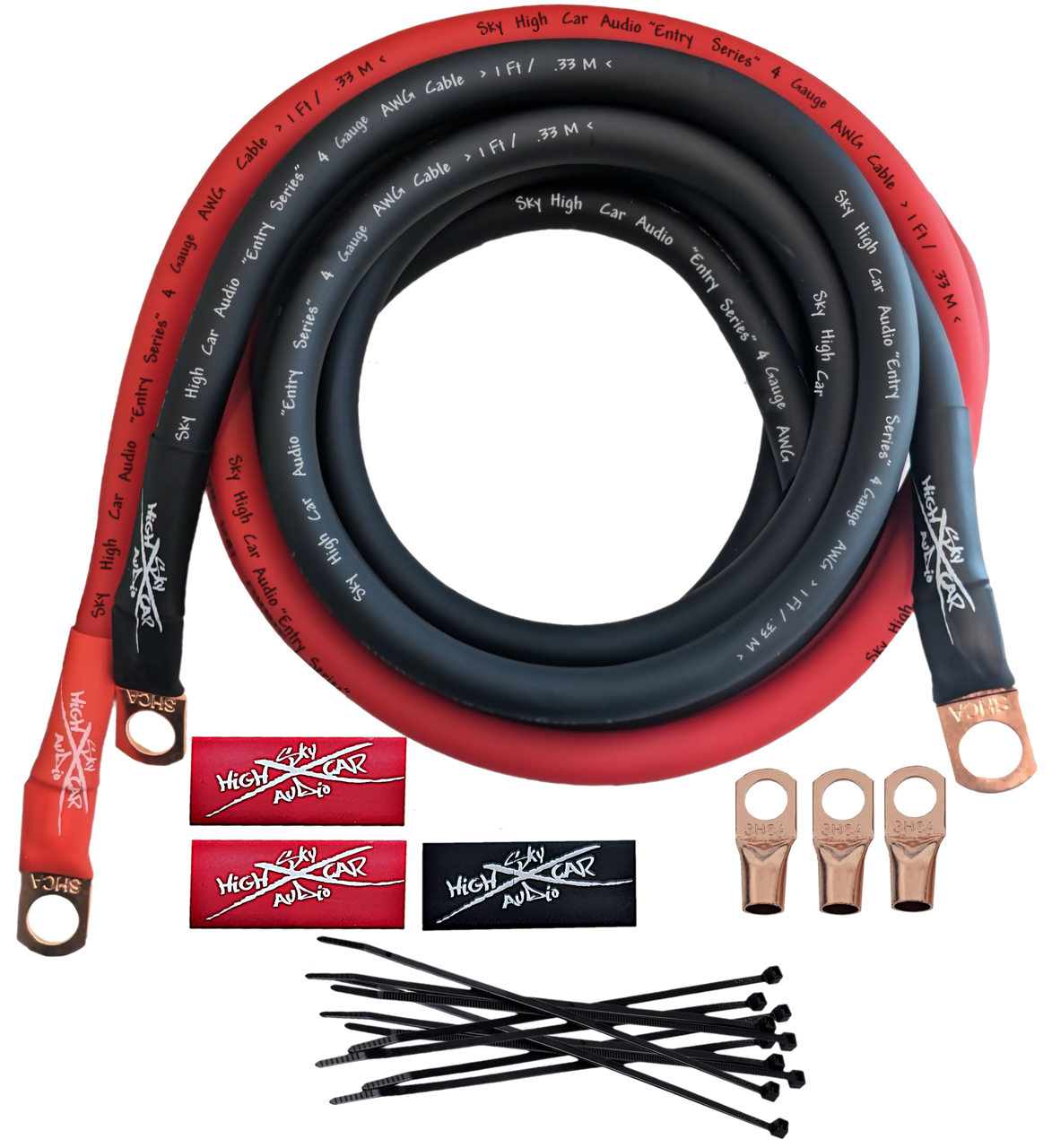 Sky High Car Audio E-Series 4 Gauge CCA Big 3 Upgrade Kit - Audio Sellerz