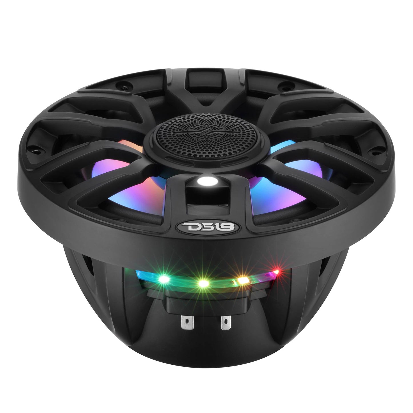 NXL 7.7” 2-Way Coaxial Marine Speaker with Bullet Tweeter, Digital LED Lights & White Deck LED | 175W RMS 4-Ohm.