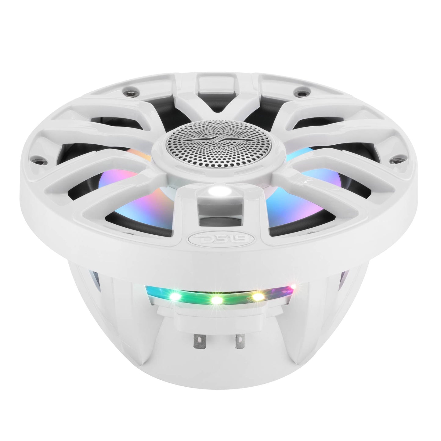 NXL 7.7” 2-Way Coaxial Marine Speaker with Bullet Tweeter, Digital LED Lights & White Deck LED | 175W RMS 4-Ohm.