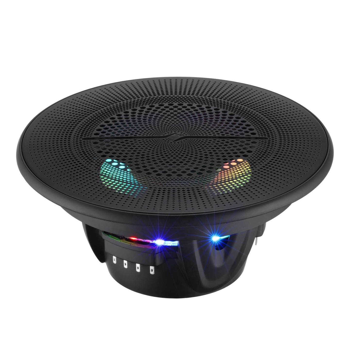 Luxury 6.5” 2-Way Marine Coaxial Speaker with Digital LED Lights and Flush Magnetic Mount Grille | 150W RMS 4-Ohm.