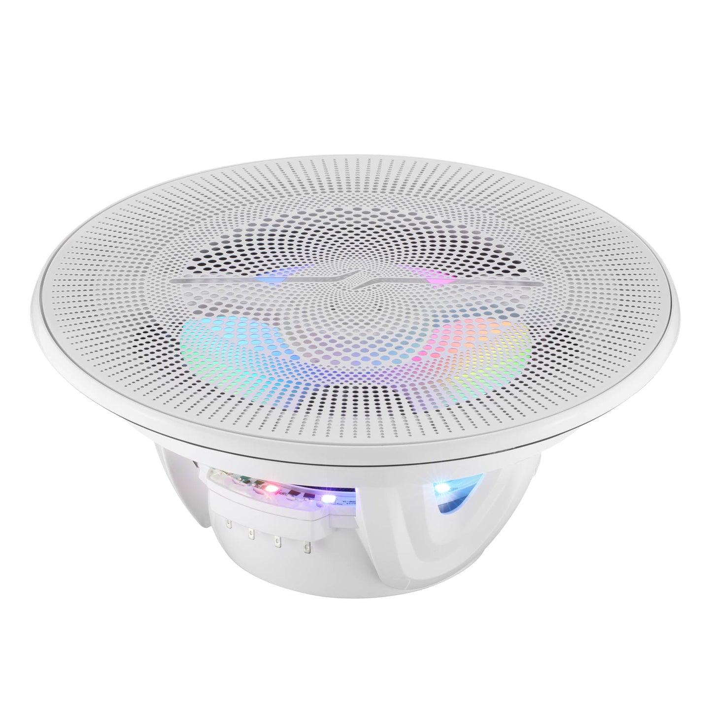Luxury 8” 2-Way Marine Coaxial Speaker with Digital LED Lights and Flush Magnetic Mount Grille | 175W RMS 4-Ohm.