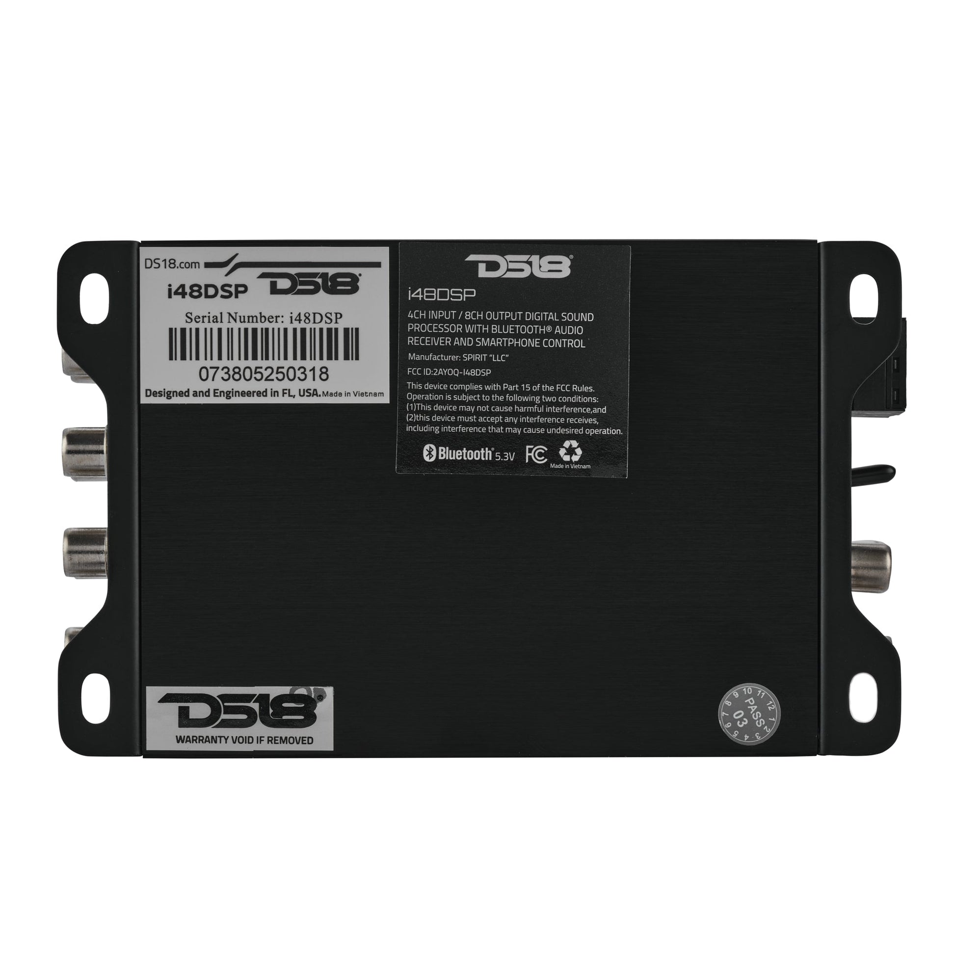 4-Input / 8-Output Digital Sound Processor with Bluetooth and App Control.