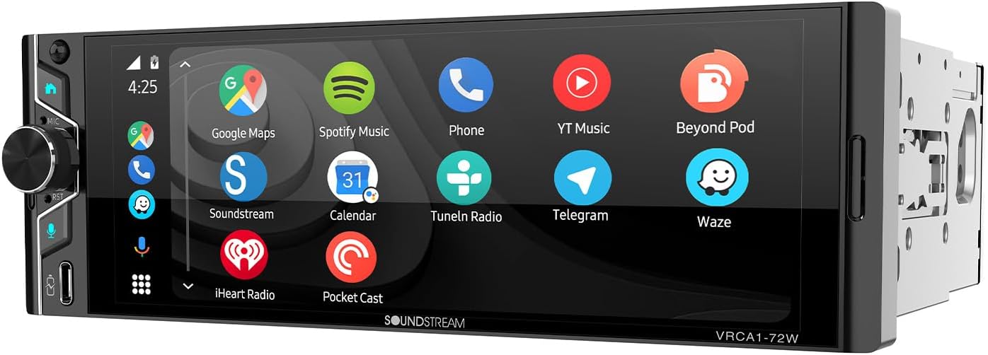 Soundstream VRCA1-72W 6.7" Wireless Apple CarPlay and Android Auto Single DIN Car Stereo