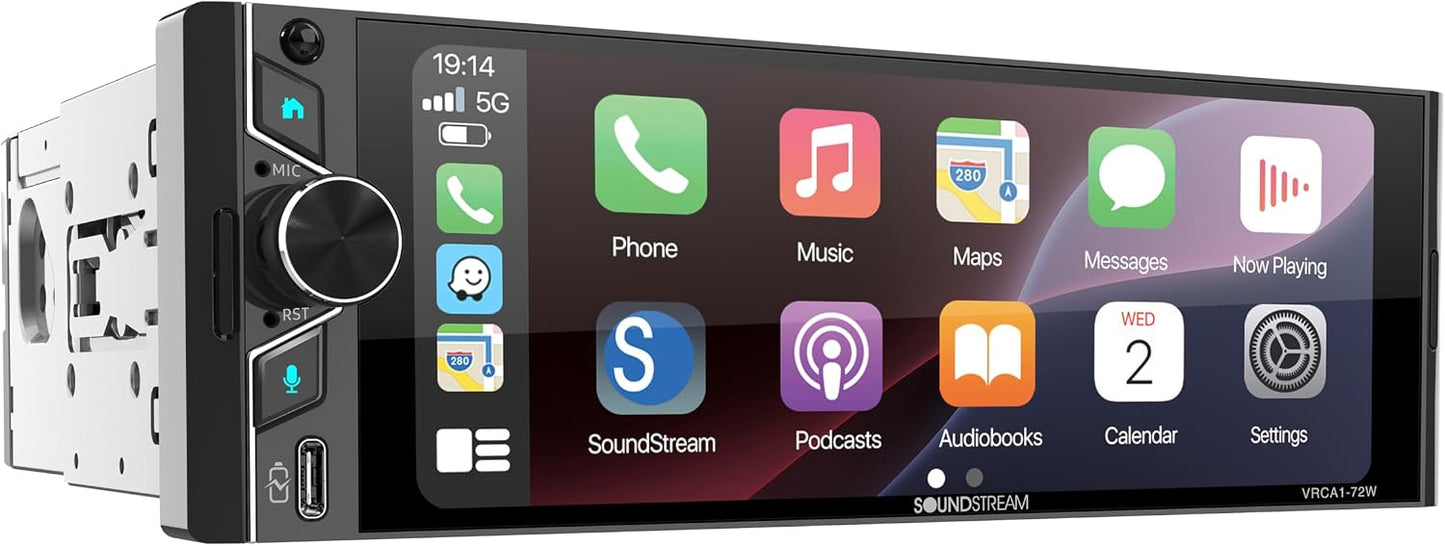 Soundstream VRCA1-72W 6.7" Wireless Apple CarPlay and Android Auto Single DIN Car Stereo